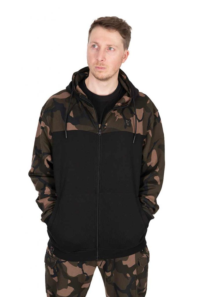 Fox Mikina LW Black / Camo Split Zip Hoody