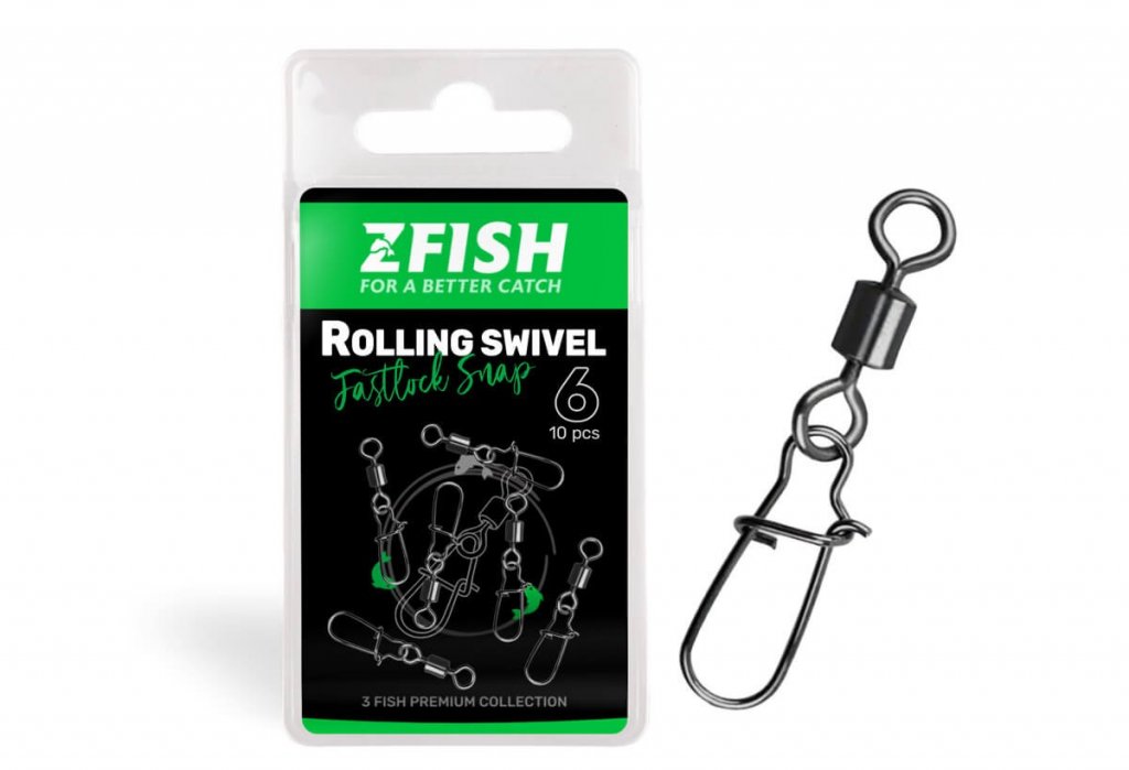 Zfish Obratlík s karabinou Rolling Swivel & Fastlock Snap 10ks